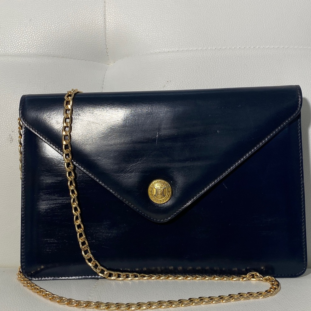 Authentic CELINE Envelope Navy Leather Clutch Bag - Picture 4 of 16